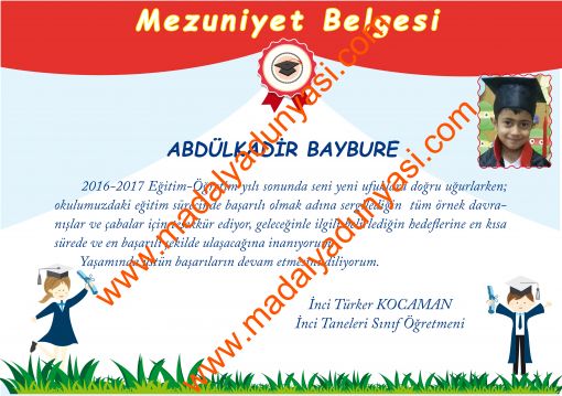  İlkokul mezuniyet belgesi