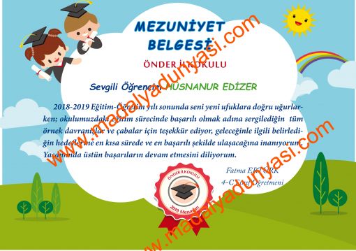  İlkokul mezuniyet belgesi